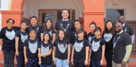 group of students posing outside